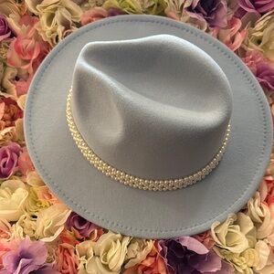 Source Unknown Blue Fedora Hat with Decorative Band